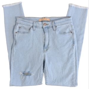 Joe's Jeans Light Blue High-Rise Skinny Frayed Jeans W28 Raw-Hem Distressed